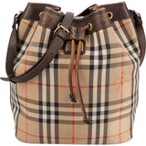 Burberrys Nova-Check Monogram Haymarket Check Bucket Shoulder Bag