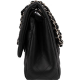 Chanel Quilted Lambskin Palladium Jumbo Double Flap Crossbody Bag