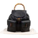 Gucci Noir Calfskin Leather Bamboo Backpack