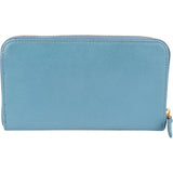 Prada Blue Saffiano Leather Zip Around Wallet