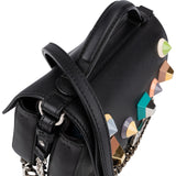 Fendi Leather Mini Baguette Double Flap Plexi Studs Crossbody Bag