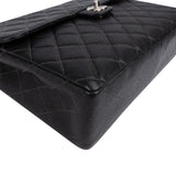 Chanel Quilted Caviar Leather Palladium Jumbo Single Flap Crossbody Bag