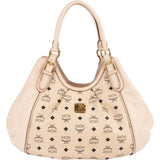 MCM Beige Monogram Visetos Leather Shoulder Bag