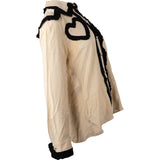 Gucci Bicolor Heart Detail Ruffle Diamond Buttons Silk Longsleeve Blouse (IT42)