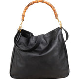 Gucci Black Leather Bamboo Handle Handbag