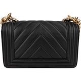 Chanel Chevron Quilted Lambskin Small Boy Single Flap Crossbody Bag