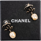Chanel Enamel CC Pearl Drop Earrings