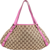 Gucci Monogram GG Canvas Pink Leather Abbey Shoulder Bag