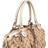 Gucci Monogram GG Canvas Metallic Leather Sukey Handbag