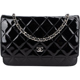Chanel Quilted Patent Leather Wallet on Chain Crossbody Bag