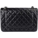 Chanel Quilted Caviar Leather Palladium Jumbo Double Flap Crossbody Bag