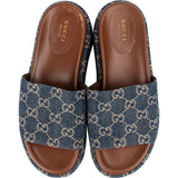 Gucci Denim GG Platform Slide Sandal Sandals (38)
