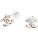 Chanel CC Silver Tone Crystal Stud 2017 Earrings