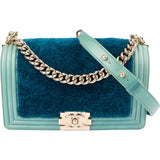 Chanel Shearling Leather Medium Boy Single Flap Crossbody Bag