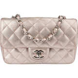 Chanel Metallic Quilted Perforated Leather Small Single Flap Crossbody Bag