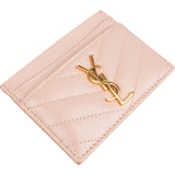 Saint Laurent Grain de Poudre Leather Chevron Card Holder
