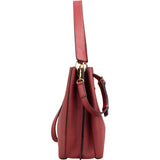 MCM Red Visetos Pebbled Leather Patricia Hobo Crossbody Bag