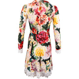 Dolce & Gabbana Multicolor Silk Floral Print Lace Trim Dress (IT40)