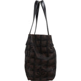 Chanel Dark Brown Monogram New Travel Line Small Tote Shoulder Bag