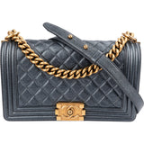 Chanel Quilted Grained Calfskin Medium Boy Single Flap Crossbody Bag