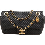 Chanel Quilted Lambskin Chevron Single Flap Crossbody Bag