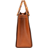 Gucci Grained Leather Bamboo Handle Handbag
