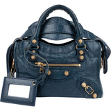 Balenciaga Blue Leather Mini City Handbag