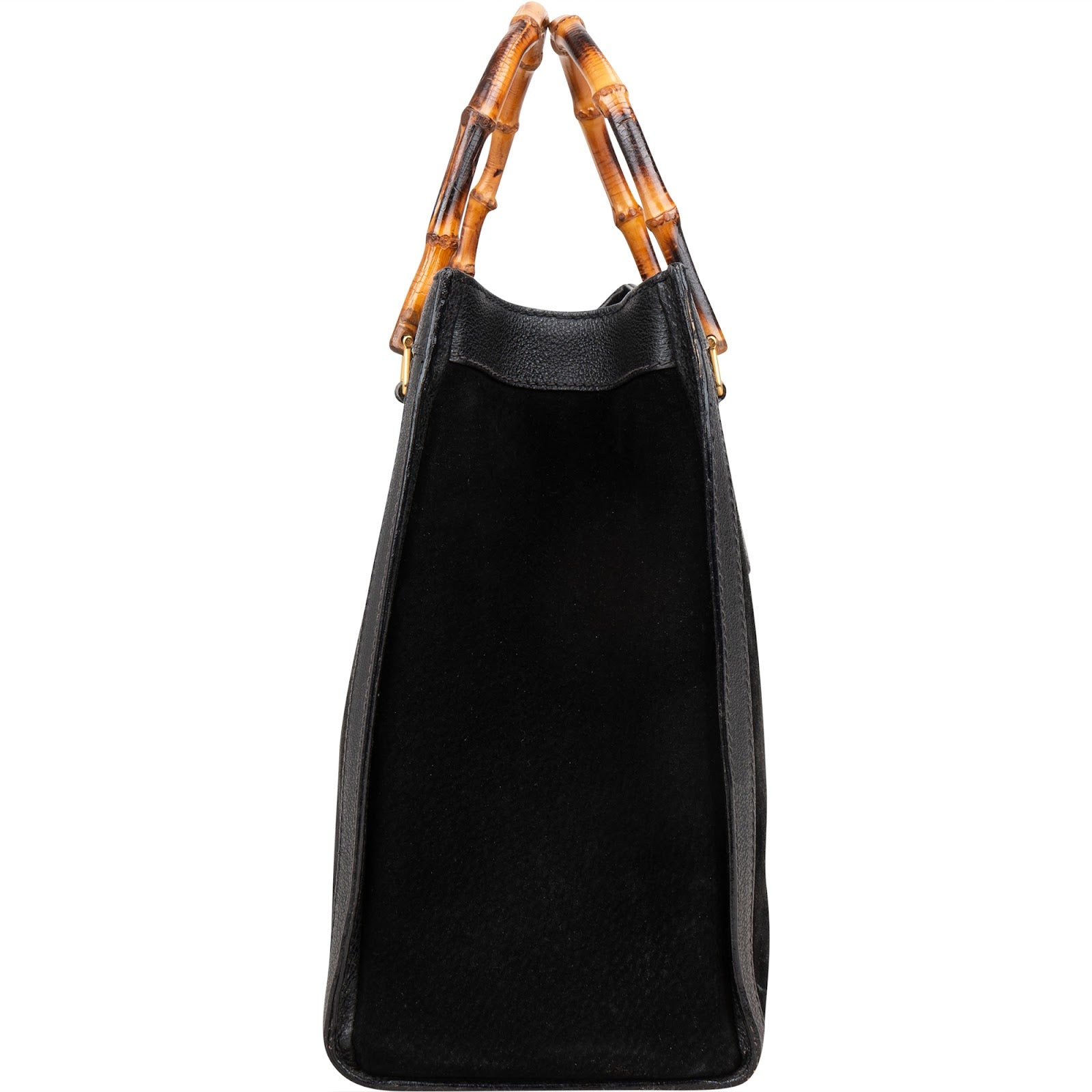 [🔄️B20 / F29] Gucci Suede Bamboo Tote Handbag - vintageandkickz