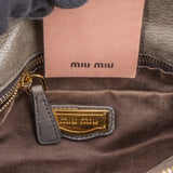 Miu Miu Grey Vitello Lux Leather Bow Satchel Handbag