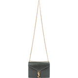 Saint Laurent Green Leather Envelope Medium Crossbody Bag
