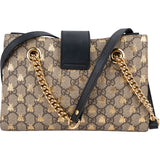 Gucci Monogram GG Supreme Canvas Padlock Bees Print Shoulder Bag
