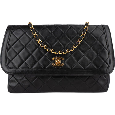 [🔄️B08 / F42] Chanel Quilted Lambskin Medium Single Flap Shoulder Bag - vintageandkickz