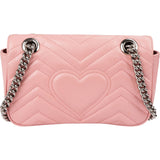 Gucci Pink Matelassé Leather GG Marmont Small Crossbody Bag