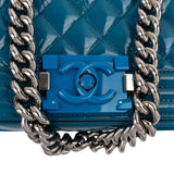 Chanel Quilted Patent Leather Small Boy Crossbody Bag