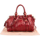 Miu Miu Vitello Lux Leather Gathered Satchel Handbag
