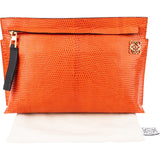 Loewe Orange Lizard-Embossed Leather T Pouch