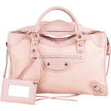 Balenciaga Pink Hair Leather City Handbag