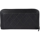 Chanel Caviar Leather Quilted Small Boy Zip Around Wallet