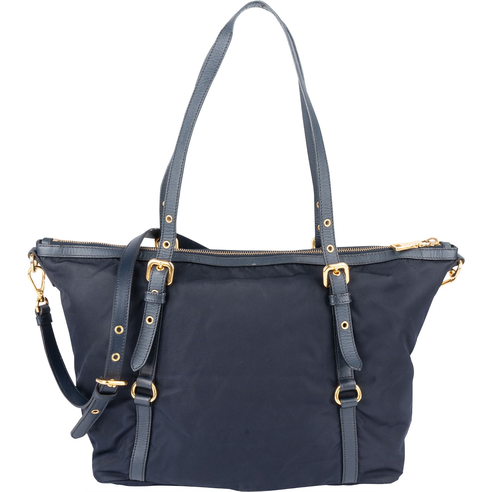 [🔄️B23 / F53] Prada Tessuto Saffiano Buckle Tote Shoulder Bag - vintageandkickz