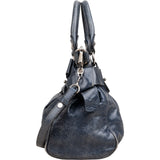 Miu Miu Blue Vitello Lux Leather Bow Handbag