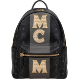 MCM Monogram Visetos Studded Emblem Stripe Stark Small Backpack