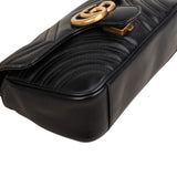 Gucci Black Quilted Leather Marmont GG Flap Crossbody Bag