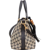 Gucci Monogram Canvas GG Marrakech Web Stripe Bamboo Tassel Crossbody Handbag