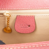 Gucci Pink Grained Leather Bamboo Top Handle Handbag