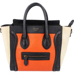 Celine Tricolor Grained Leather Luggage Handbag - vintageandkickz