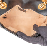 Gucci Black Quilted Leather Marmont GG Flap Crossbody Bag