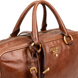 Prada Brown Vitello Leather Antic Bauletto Bag Handbag