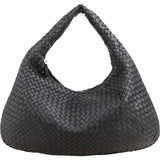 Bottega Black Intrecciato Leather Belly Hobo Shoulder Bag
