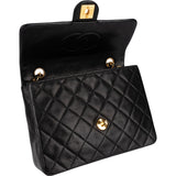 Chanel Quilted Lambskin Rectangular 24K Gold Single Flap Crossbody Bag