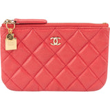 Chanel Caviar Leather Quilted O-Case N°5 Charm Wallet